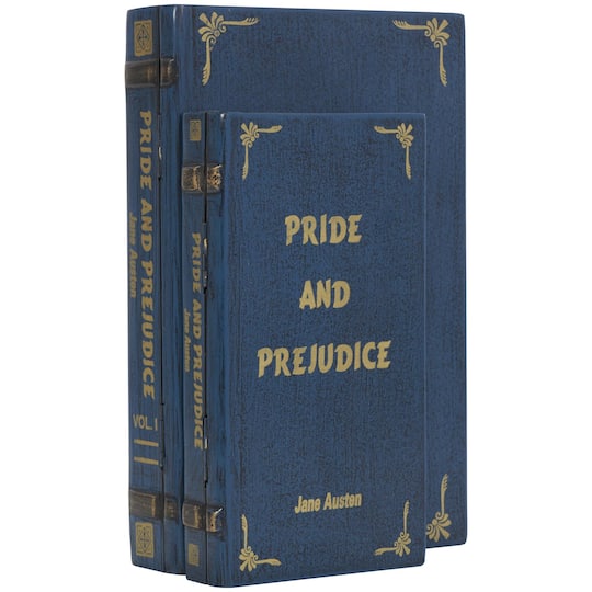 Blue Wooden Pride and Prejudice Storage Faux Book Box, 2ct.